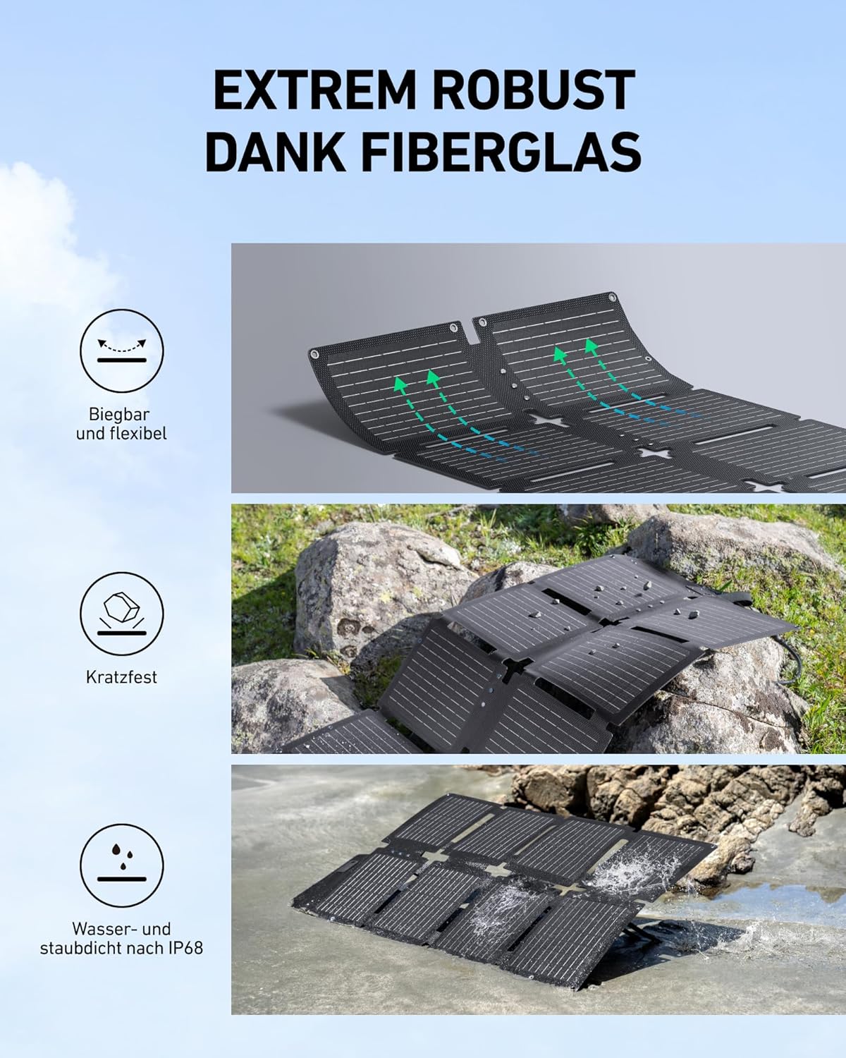 Anker SOLIX Set: PS60 Solarpanel 60W + C300X DC Powerstation 288Wh – mobiler Stromspeicher, Ansicht 2
