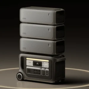 Anker SOLIX F3000 Powerstation mit drei gestapelten BP3000 Erweiterungsakkus als Turm, Set mit 12.288Wh