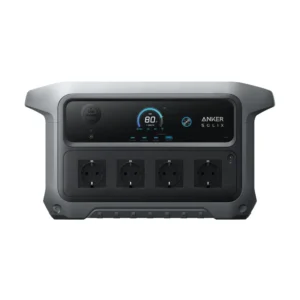 Anker SOLIX C2000 Gen 2 frontal mit Display und 4 Schuko-Steckdosen