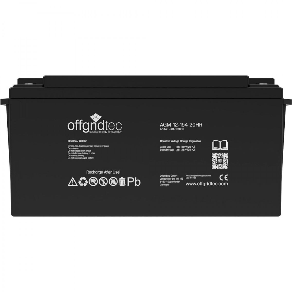 Seitenansicht 150Ah AGM Solarakku
