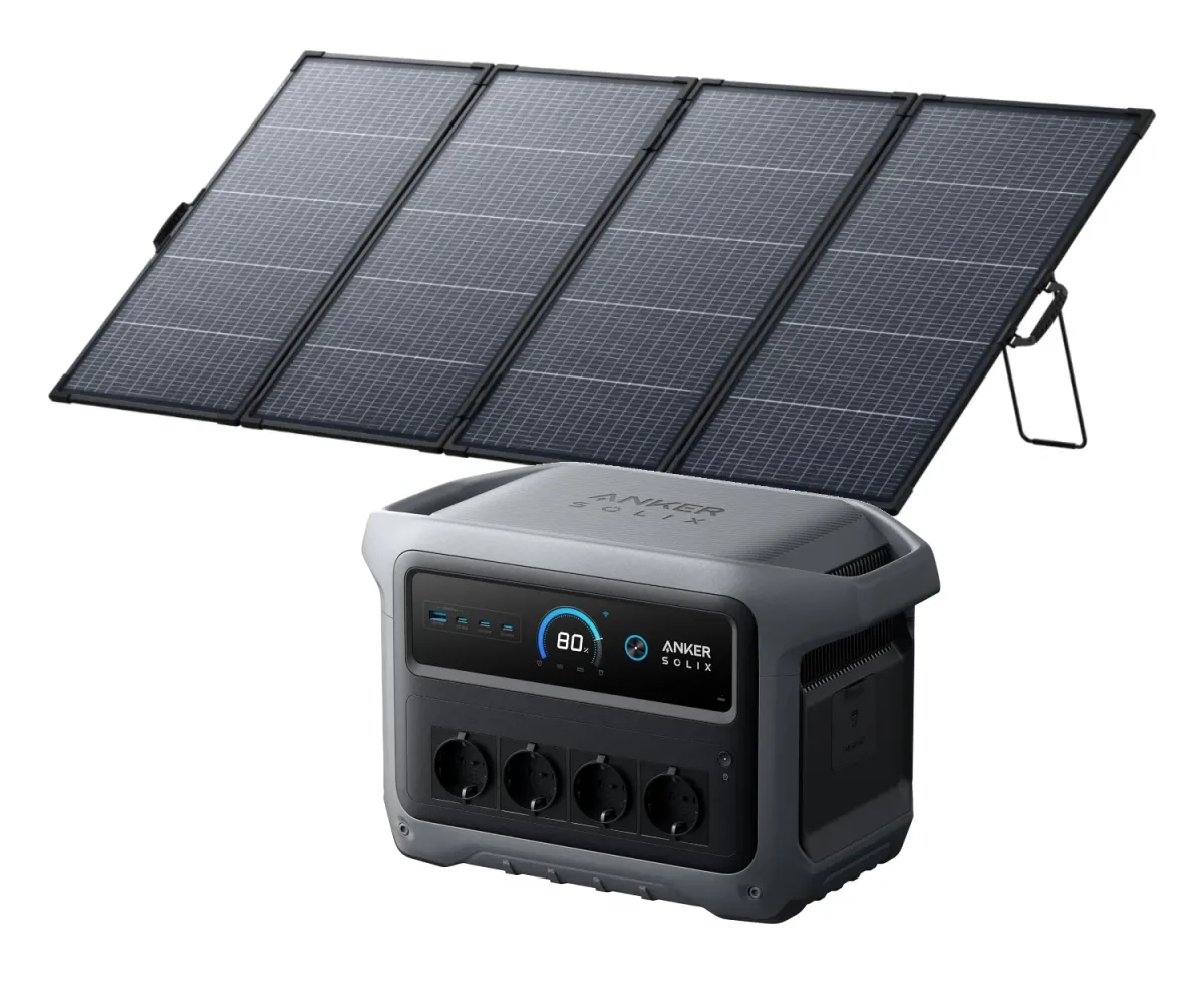 Solargenerator Set 1024Wh komplett: Anker SOLIX C1000X Gen 2 Powerstation mit PS400 bifazialem 400W Faltsolarpanel