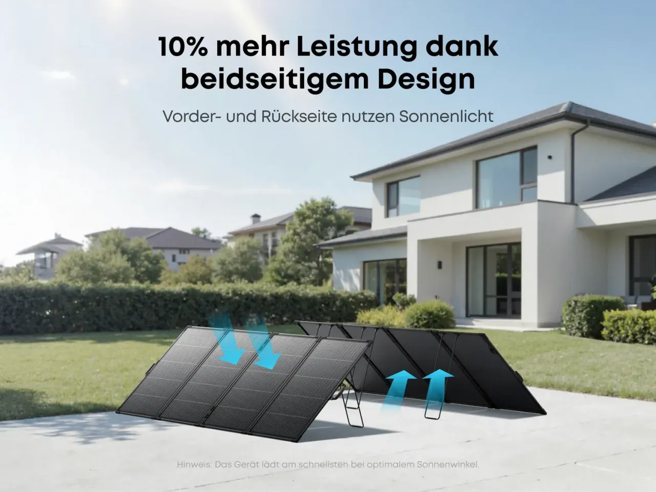 Bifaziales Prinzip des PS400 im Solargenerator Set 1024Wh mit bis zu 10 Prozent Mehrertrag über die Rückseite