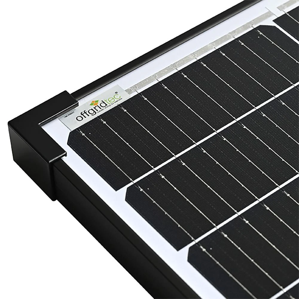 100W Solarpanel 12V monokristallin Solarmodul black frame – Detailansicht