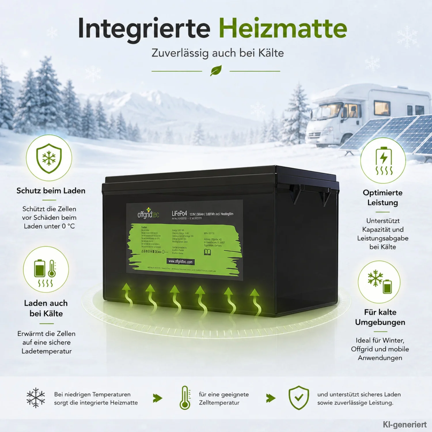 LiFePO4 Akku 12V 304Ah integrierte Heizmatte für das Laden bei Frost