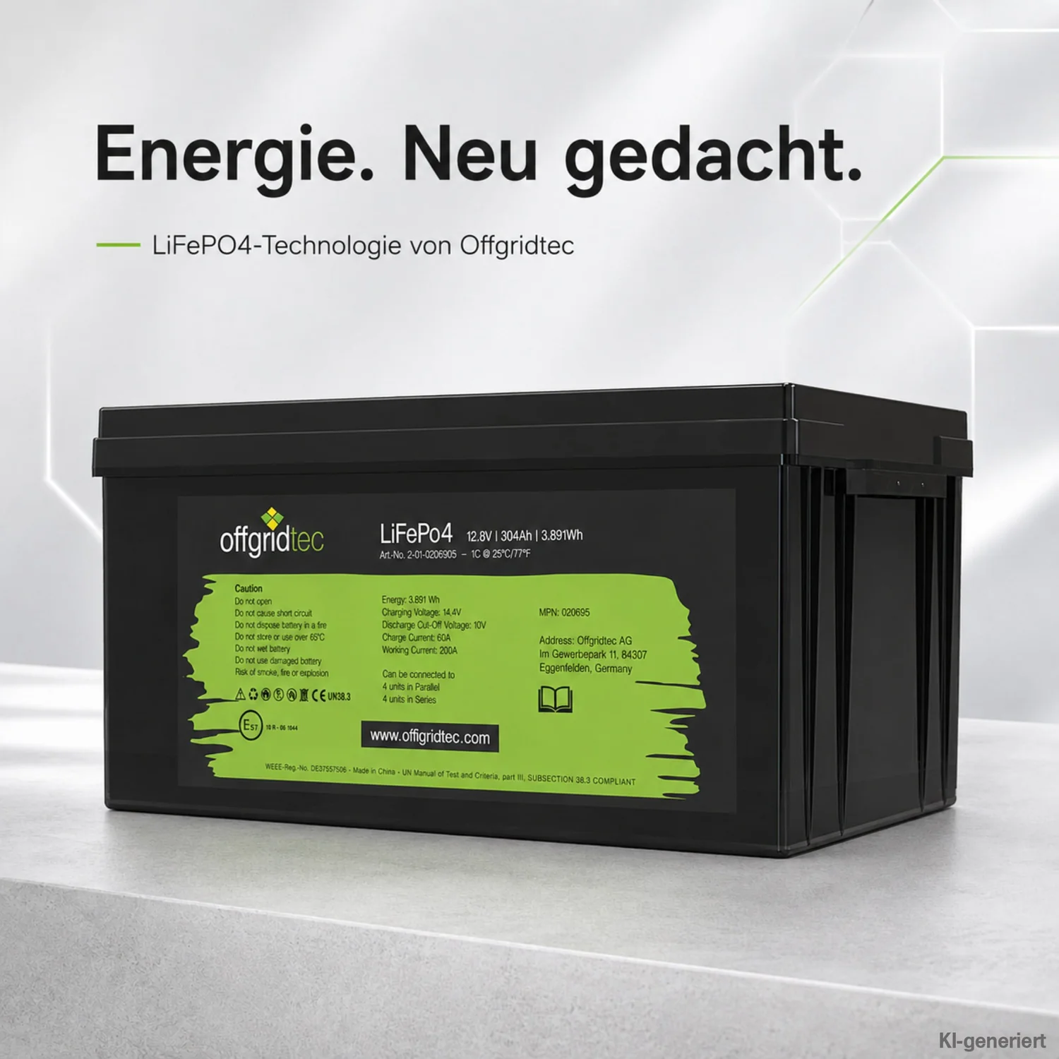 LiFePO4 Akku 12V 304Ah Offgridtec Lithium-Eisenphosphat-Akku im Produktumfeld
