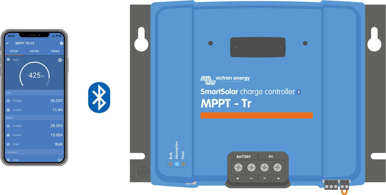 60A MPPT Solar Laderegler Victron SmartSolar 150/60-Tr 12V 24V 36V 48V – App-Steuerung