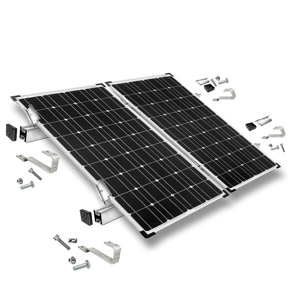 Befestigungskit Schrägdach Biberschwanz – 2 Module – Systemansicht