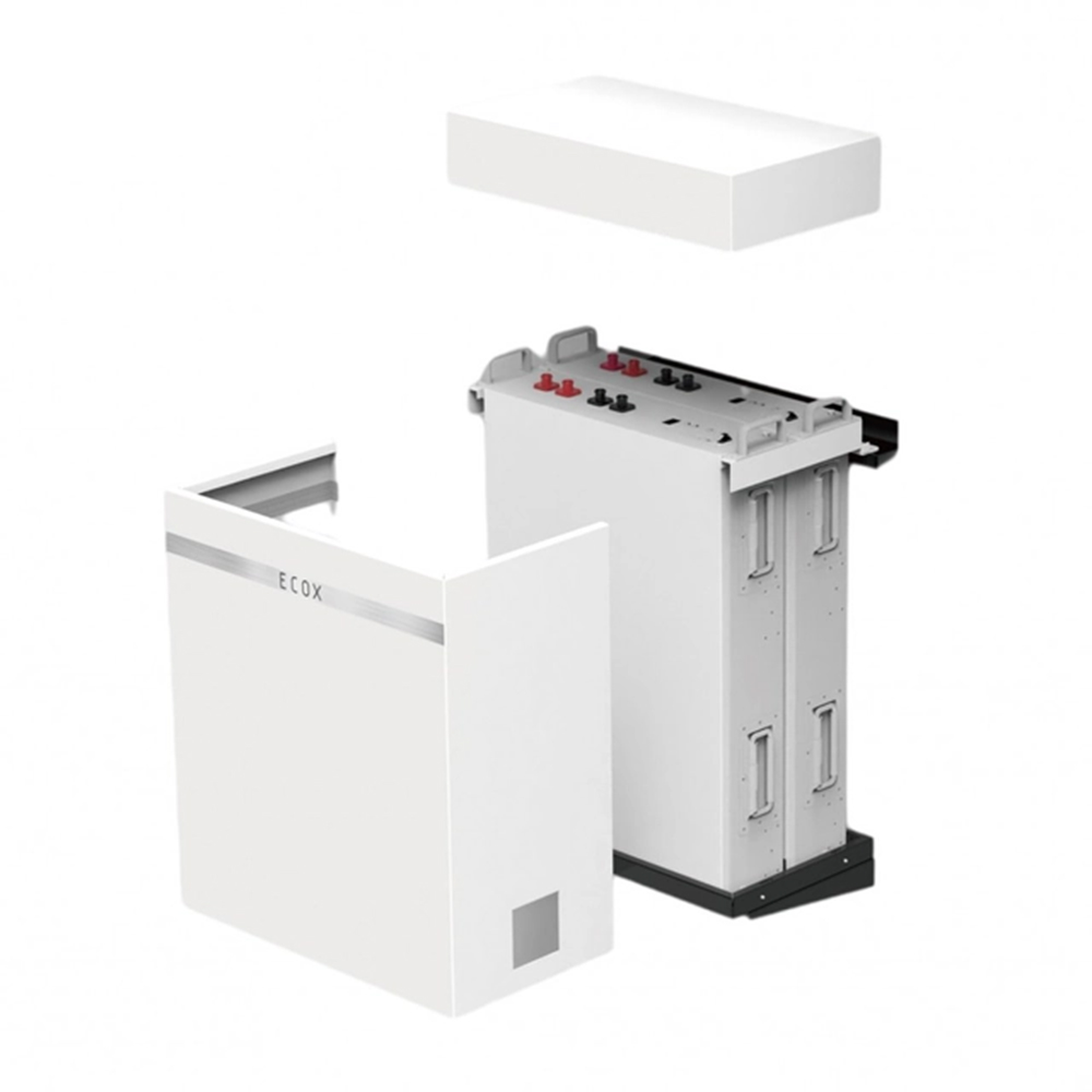Pytes ECOX R-Box Wandhalterung für zwei E-Box 48100R-C – Gehäuse geöffnet mit Batteriemodul